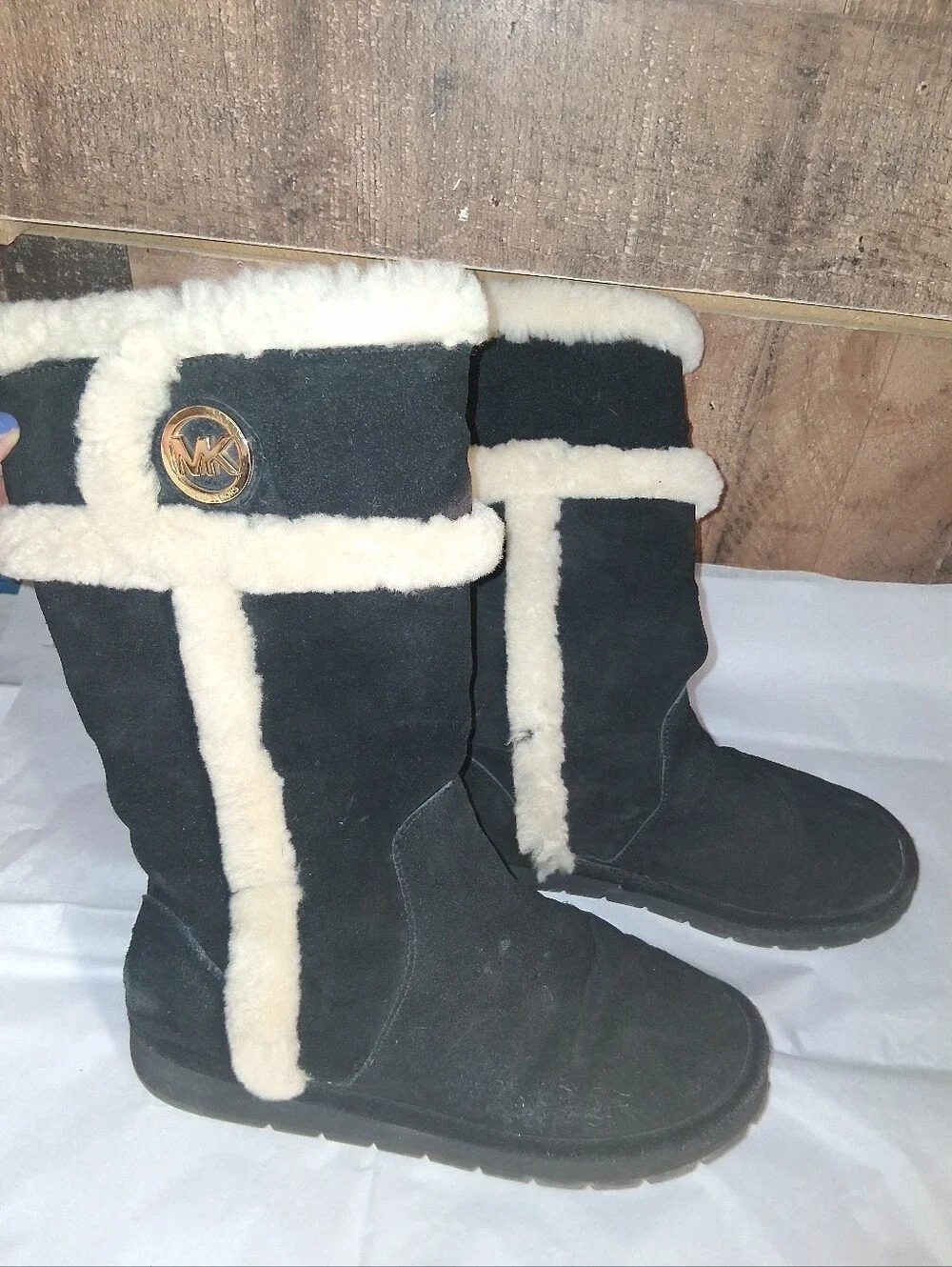 Michael Kors Fur Lined Boots Black Size 8 Womens